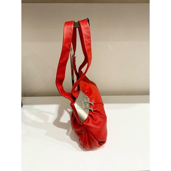 Fabrizio Poker Medium Size Genuine Leather Women's Shoulder Handbag Red - Picture 2 of 11